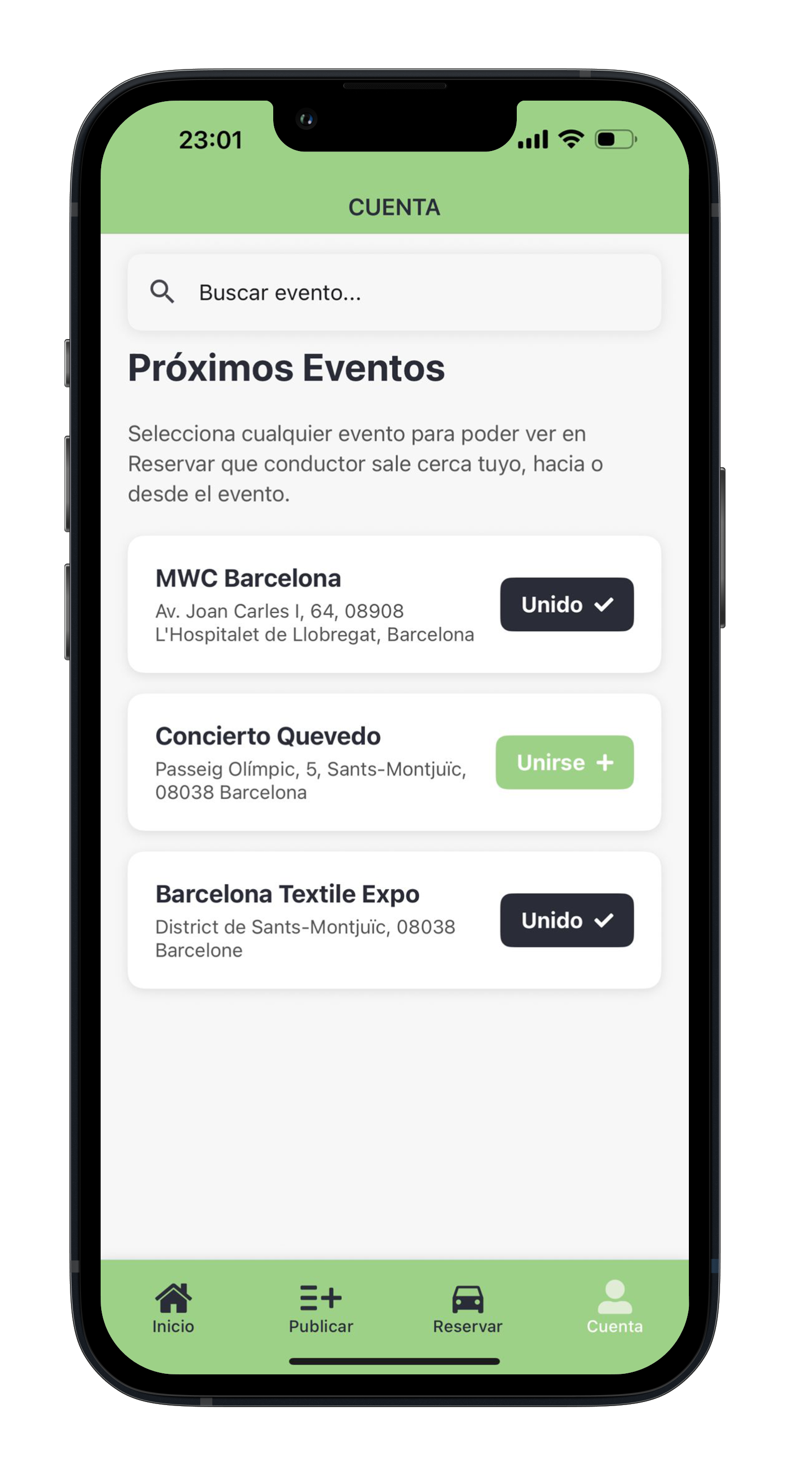 Busca eventos